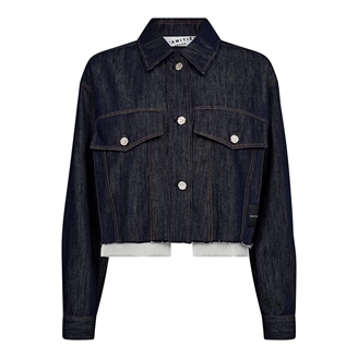 Haute L'Amitié Denim Cargo Crop Shirt Dark Denim